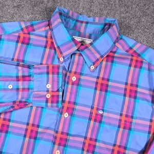 Southern Tide Button Down Shirt Mens Medium Blue Plaid Classic Fit Casual